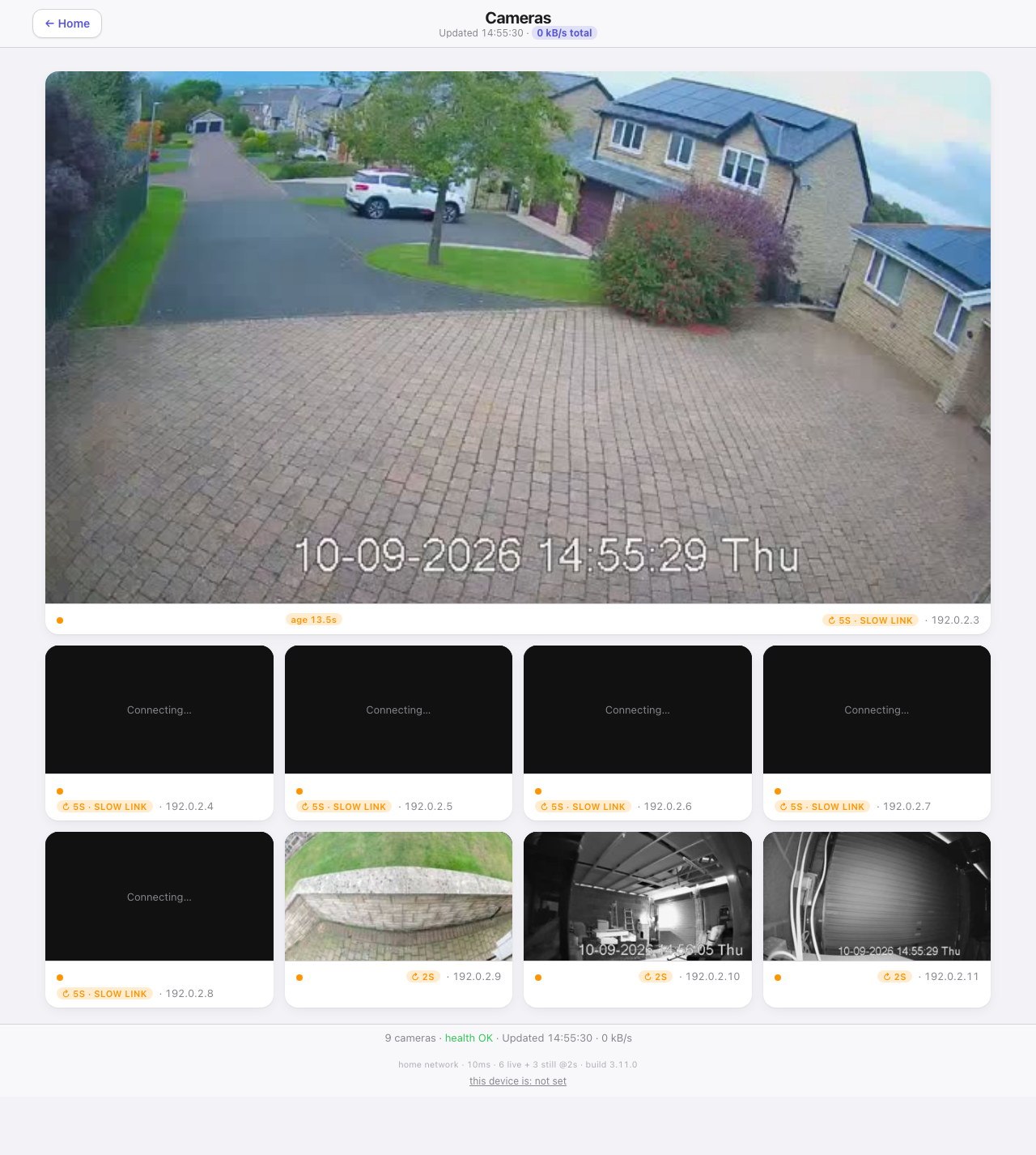 The Cameras page