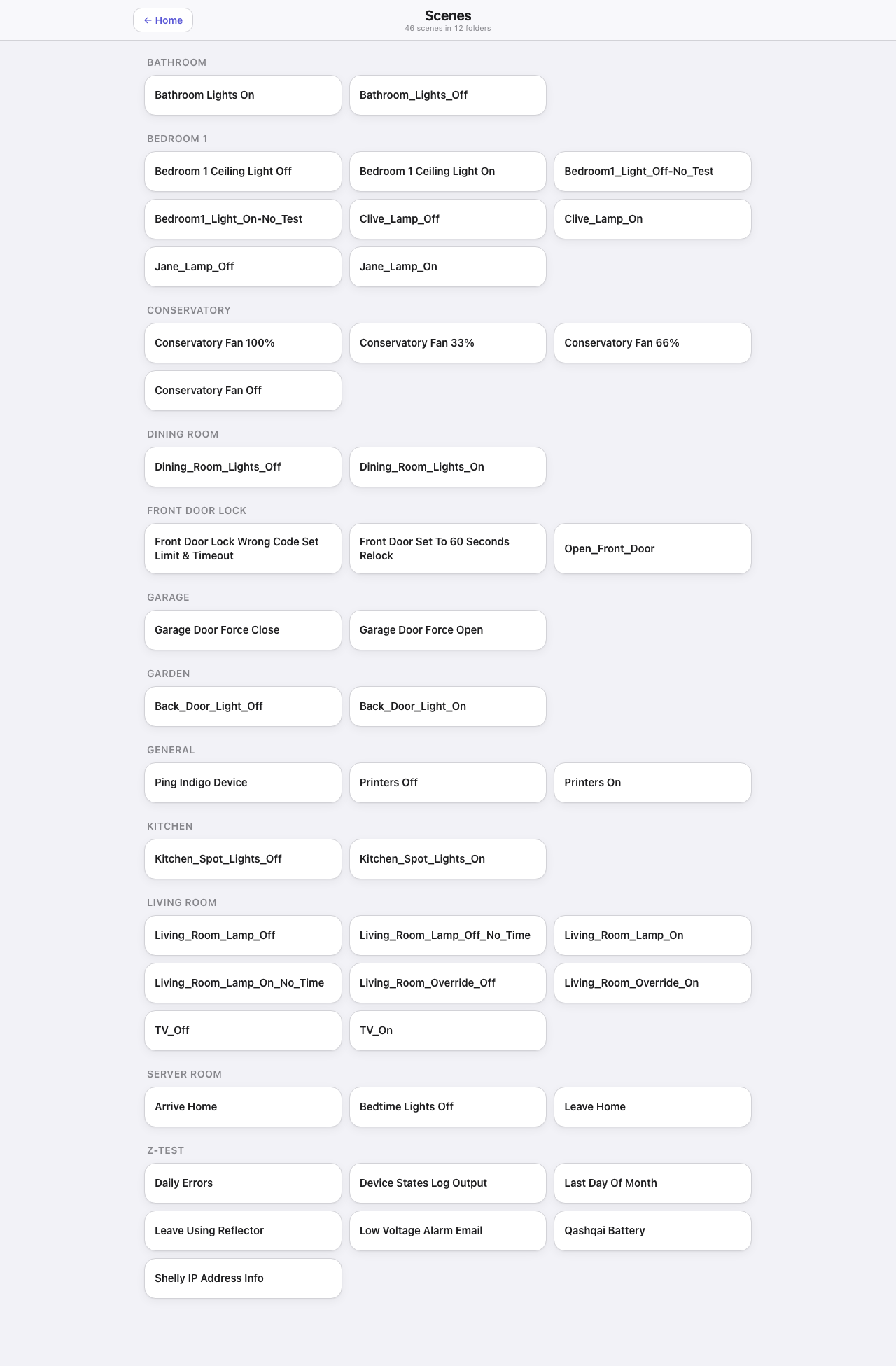 The Scenes page